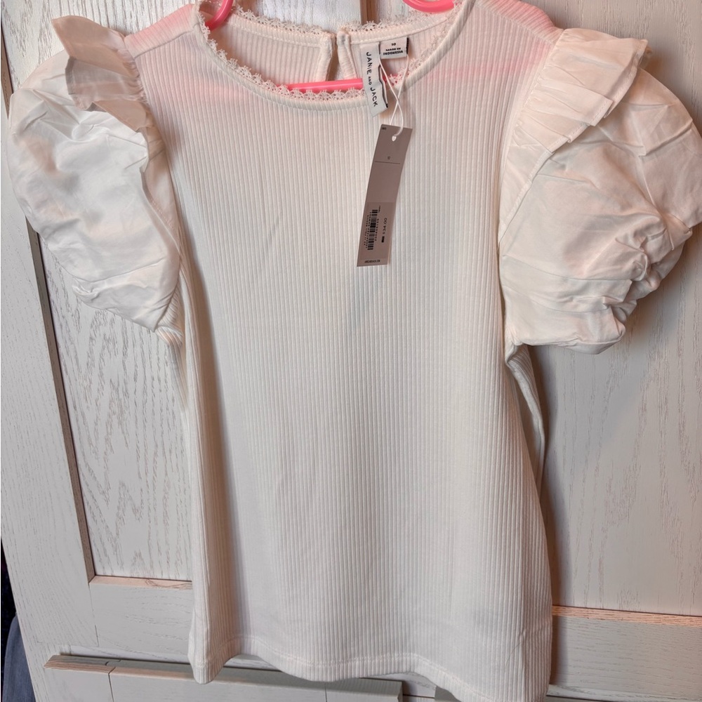 Janie and Jack white puff sleeve under shirt (girls) NWT